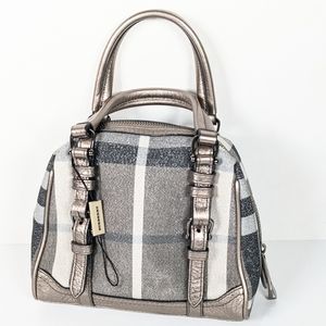 Burberry mini shimmer check bowling satchel top handle  FIRM